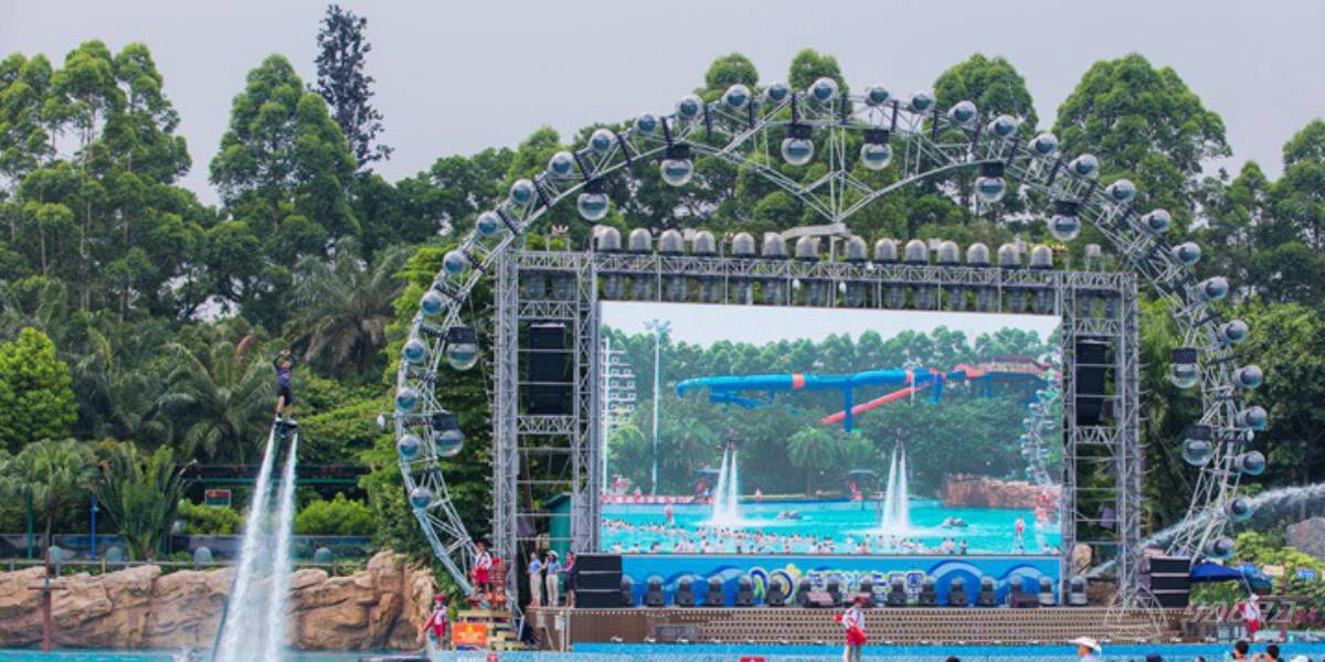 Shinestage Design Heart Lighting Truss Stage For Chimelong Water Park Stars Night
