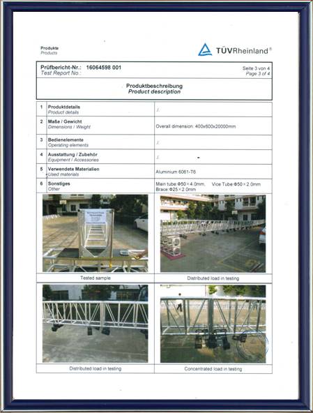 Truss TUV Certifiction -2