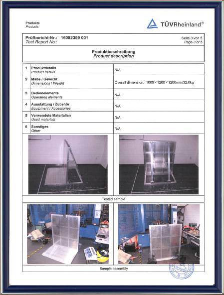 Barrier TUV Certification